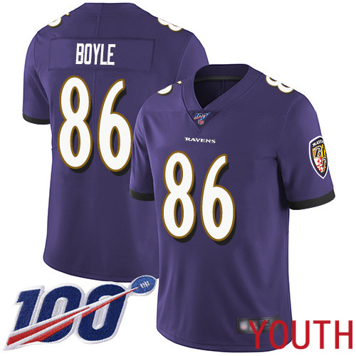 Baltimore Ravens Limited Purple Youth Nick Boyle Home Jersey NFL Football #86 100th Season Vapor Untouchable